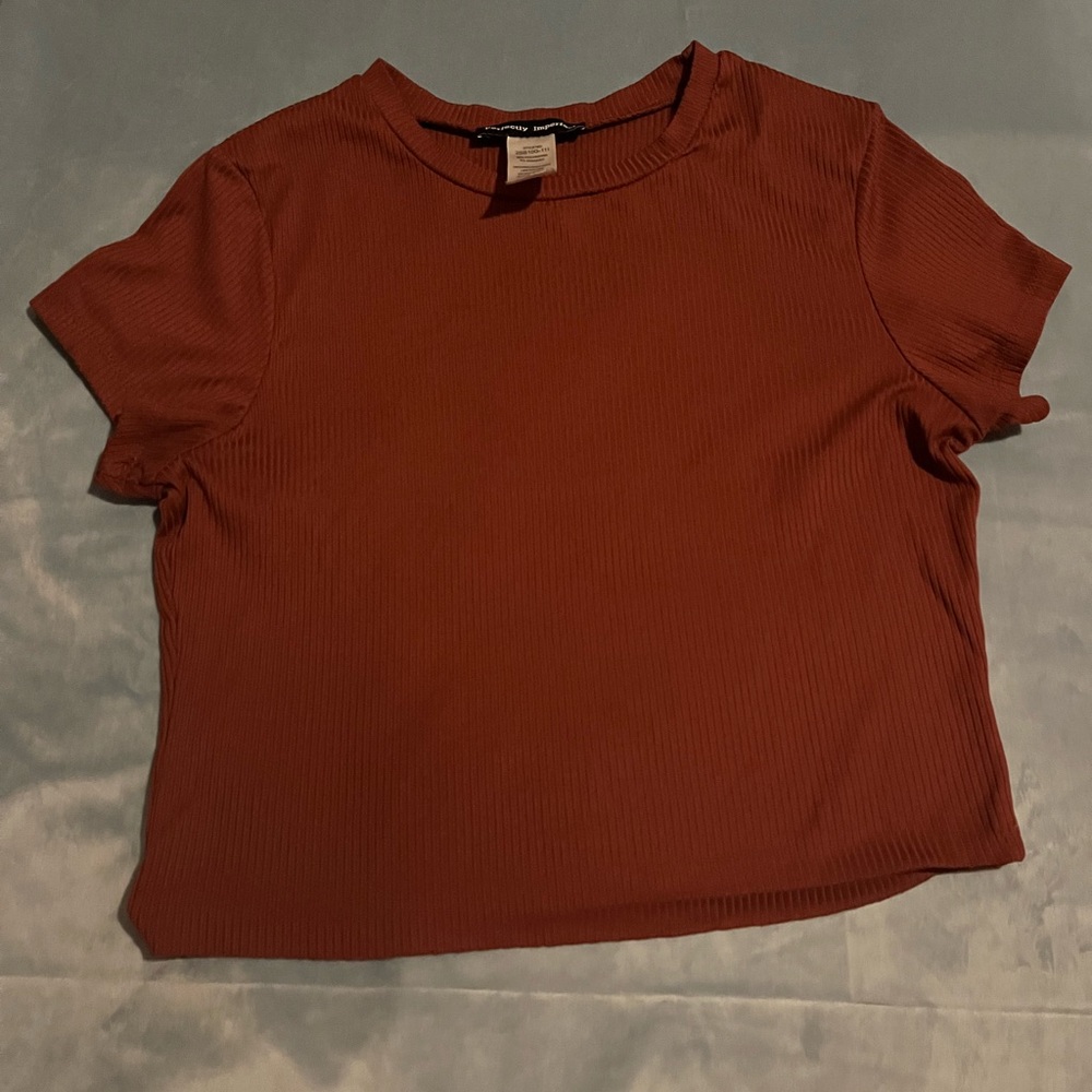 Terracotta Ribbed Short Sleeve Tee